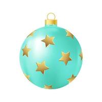 turchese Natale albero giocattolo con d'oro stelle realistico colore illustrazione vettore