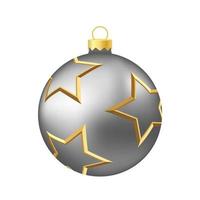 grigio argento Natale albero giocattolo o palla volumetrica e realistico colore illustrazione vettore