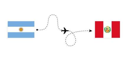 volo e viaggio dall'argentina al perù con il concetto di viaggio in aereo passeggeri vettore