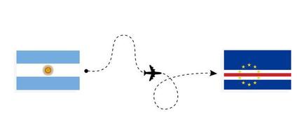 volo e viaggio a partire dal argentina per cabo verde di passeggeri aereo viaggio concetto vettore