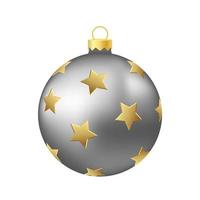 grigio argento Natale albero giocattolo o palla volumetrica e realistico colore illustrazione vettore