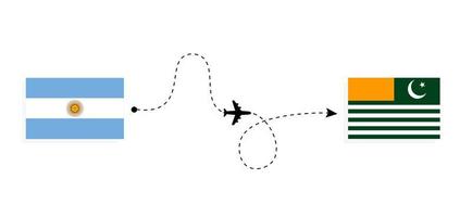 volo e viaggio a partire dal argentina per azad jammu e kashmir di passeggeri aereo viaggio concetto vettore