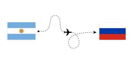 volo e viaggio dall'argentina alla russia con il concetto di viaggio in aereo passeggeri vettore