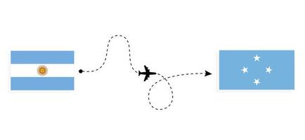 volo e viaggio a partire dal argentina per micronesia di passeggeri aereo viaggio concetto vettore