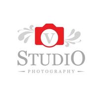 fotografico studio logo design con tipografico vettore