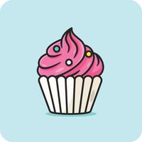 Cupcake fragola con guarnizione, vettore design e isolato sfondo.