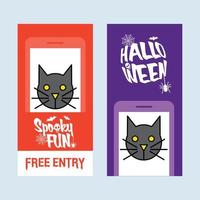 contento Halloween invito design con gatto vettore