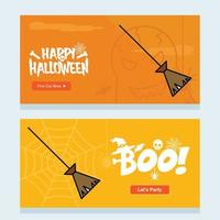 contento Halloween invito design con scopa vettore