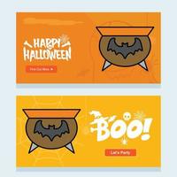 contento Halloween invito design con pentola vettore