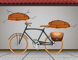 bicicletta vintage contro il muro vettore