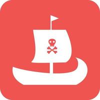 pirata nave glifo il giro sfondo icona vettore