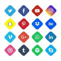 rotonde icone piane di social media vettore