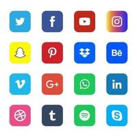 foglio di icone di social media piatto vettore