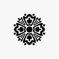 nero mandala tribale fiore simbolo logo su bianca sfondo. stampino decalcomania tatuaggio design. piatto vettore illustrazione.