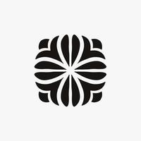 nero mandala tribale fiore simbolo logo su bianca sfondo. stampino decalcomania tatuaggio design. piatto vettore illustrazione.
