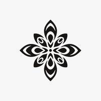 nero mandala tribale fiore simbolo logo su bianca sfondo. stampino decalcomania tatuaggio design. piatto vettore illustrazione.