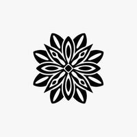 nero mandala tribale fiore simbolo logo su bianca sfondo. stampino decalcomania tatuaggio design. piatto vettore illustrazione.