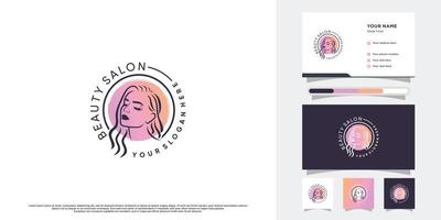 bellezza logo design collezione con donne viso e creativo elemento premio vettore