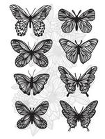 disegno della farfalla di arte del tatuaggio e insieme di schizzo vettore
