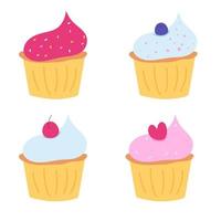 disegnato a mano Cupcake impostare. dolce vettore illustrazione design