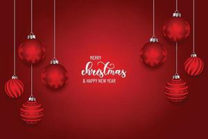 rosso Natale e nuovo anno tipografici su bianca sfondo con inverno paesaggio orizzontale nuovo anno sfondo, intestazioni, manifesti, carte, sito web.vettore illustrazione vettore