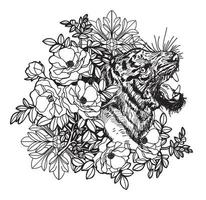 disegno della mano della tigre di arte del tatuaggio vettore