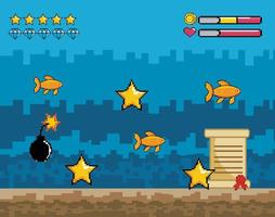 videogioco scena subacquea vettore