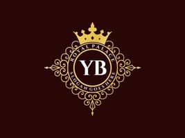 lettera yb antico reale lusso vittoriano logo con ornamentale telaio. vettore
