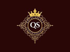 lettera qs antico reale lusso vittoriano logo con ornamentale telaio. vettore