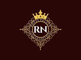 lettera rn antico reale lusso vittoriano logo con ornamentale telaio. vettore