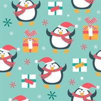 Reticolo senza giunte di Natale con pinguini e regali vettore