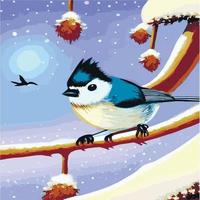 vettore realistico dettagliato vettore illustrazione inverno uccelli rami. inverno design elementi Natale, vacanze. seduta ramo. inverno sfondo. albero ramo senza le foglie con volante uccelli.