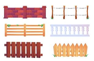 di legno picchetto recinzione, filo spinato, balaustra vettore