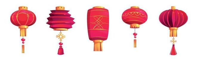 Cinese Festival rosso lanterne, asiatico carta lampade vettore