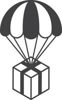 pacco e paracadute illustrazione nel minimo stile vettore