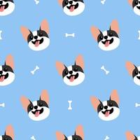 carino bulldog francese faccia seamless pattern vettore