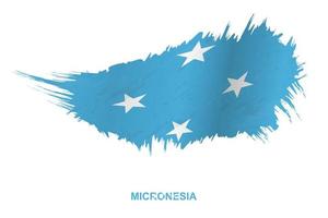 bandiera di micronesia nel grunge stile con agitando effetto. vettore