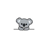 carino koala appoggiato sul muro cartone animato vettore