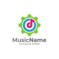 musica Ingranaggio logo vettore icona illustrazione. Ingranaggio musica logo design modello