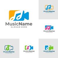 impostato di musica telecamera logo vettore icona illustrazione. telecamera musica logo design modello