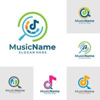 impostato di musica trova logo vettore icona illustrazione. trova musica logo design modello