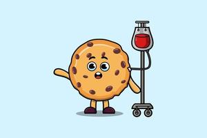 carino cartone animato di biscotti avendo sangue trasfusione vettore