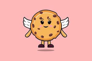 carino cartone animato biscotti personaggio indossare Ali vettore