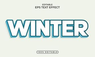 inverno modificabile 3d blu colore testo effetto design vettore