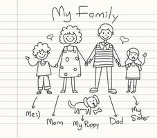 mano disegnato divertente cartone animato famiglia vettore