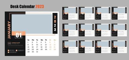 classico nuovo anno 2023 scrivania calendario e mensile progettista design. vettore