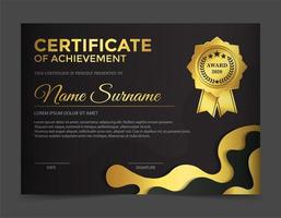 design premium modello certificato nero dorato vettore