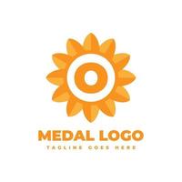 lettera o fiore medaglia vettore logo design elemento