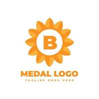 lettera B fiore medaglia vettore logo design elemento