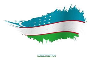 bandiera di Uzbekistan nel grunge stile con agitando effetto. vettore